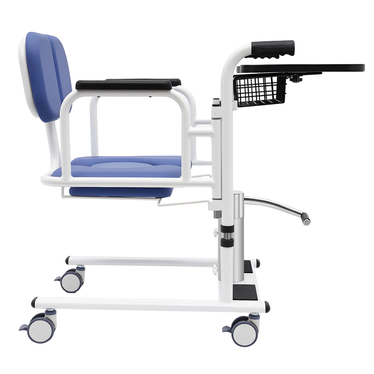 Hydraulic Patient Transfer Chair with Adjustable Height and Cushioned Seat