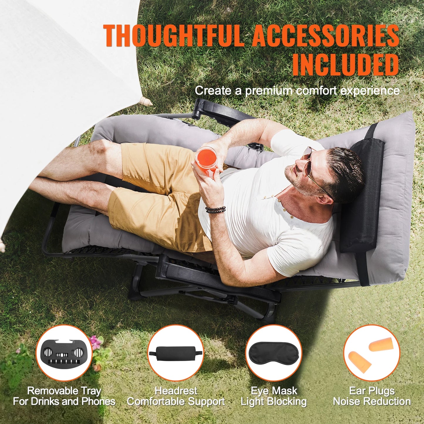 SucceBuy Zero Gravity Adjustable Recliner Lounge Chair With Cup Holder