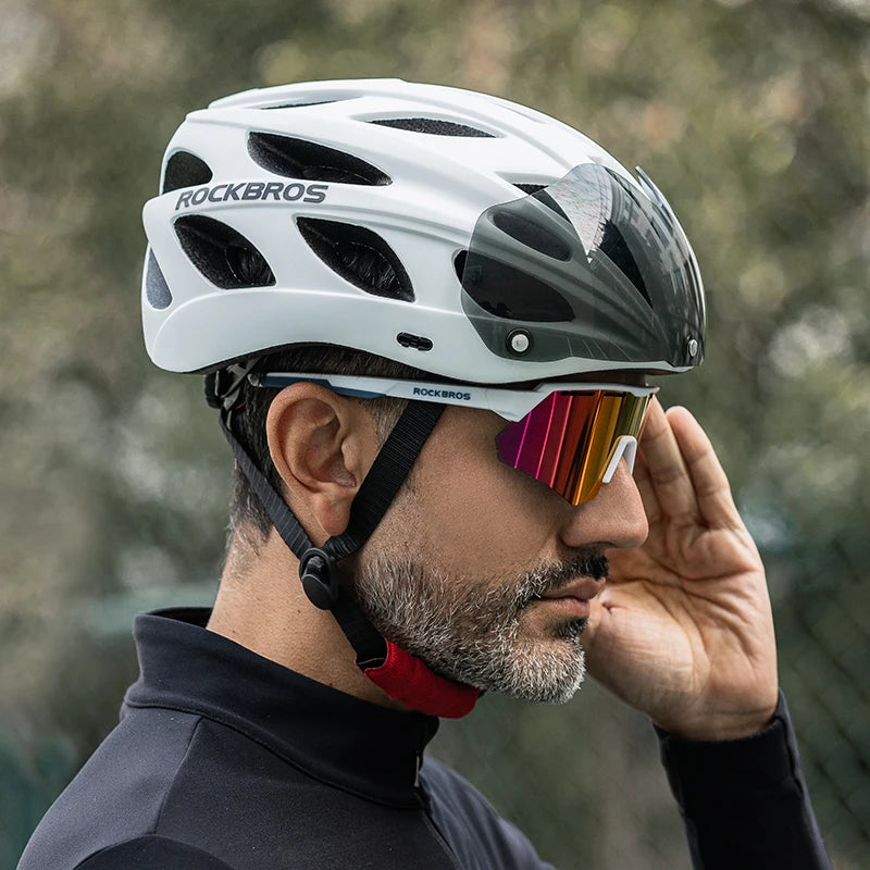 ROCKBROS Cycling Helmet Lightweight Protective Design With Goggles