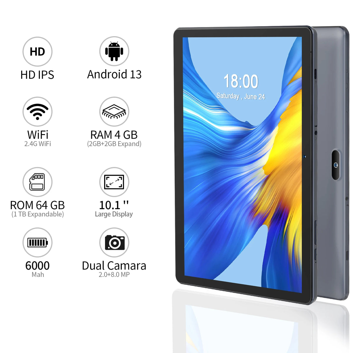 Pritom 10 Inch Android Tablet With Hd Ips Display