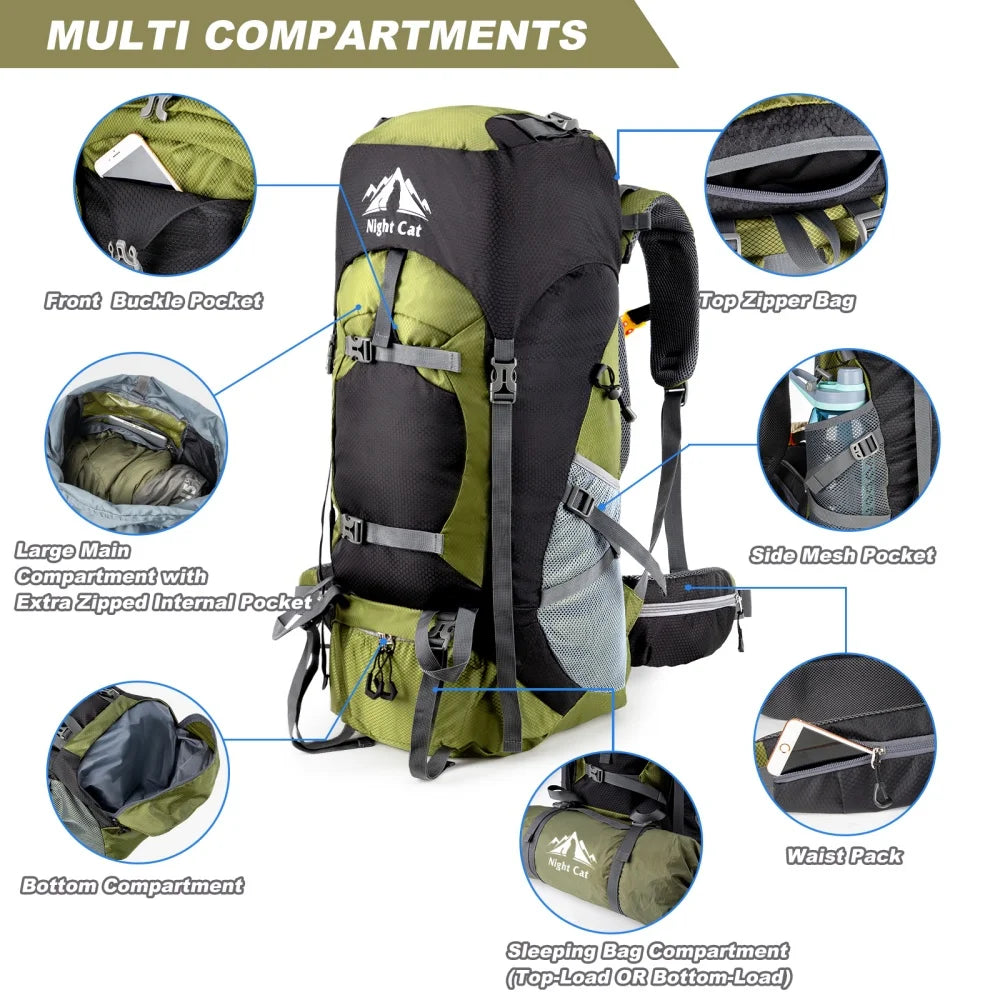 Night Cat Lightweight Waterproof Hiking Backpack For Outdoor Camping