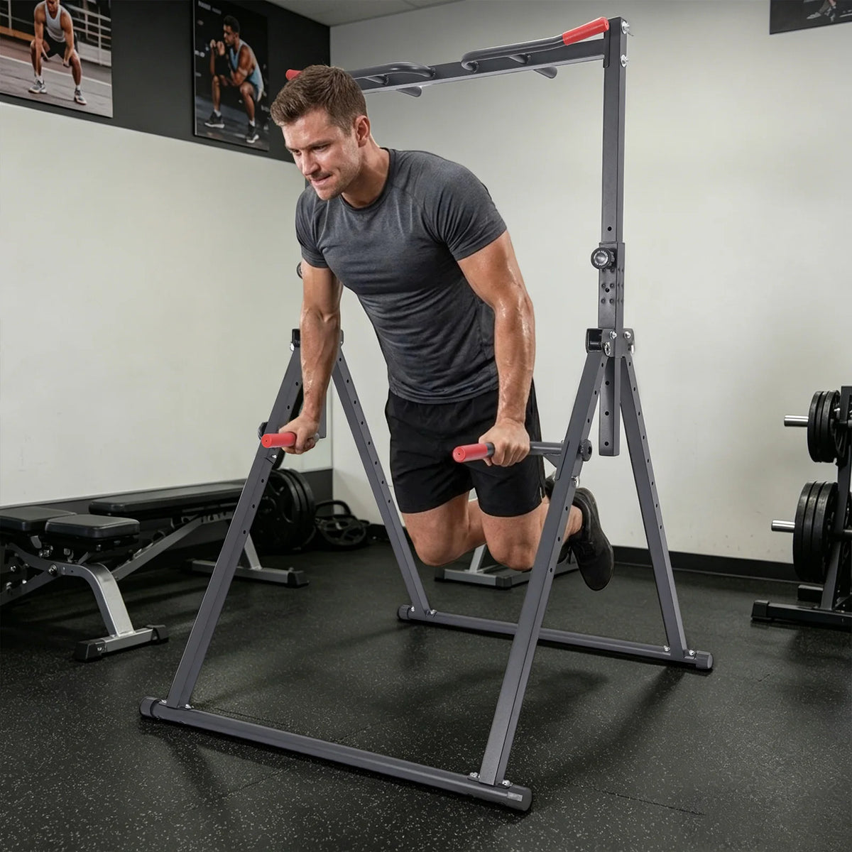 Adjustable Foldable Pull Up Bar Station for Home Strength Training